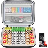Batterie Organizer Aufbewahrungskoffer, 118  Batterien Tragehalter Container Box Doppelte Mesh Taschen für AA AAA 9V C D mit BT-168 Batterie Tester (Batterien sind nicht enthalten)